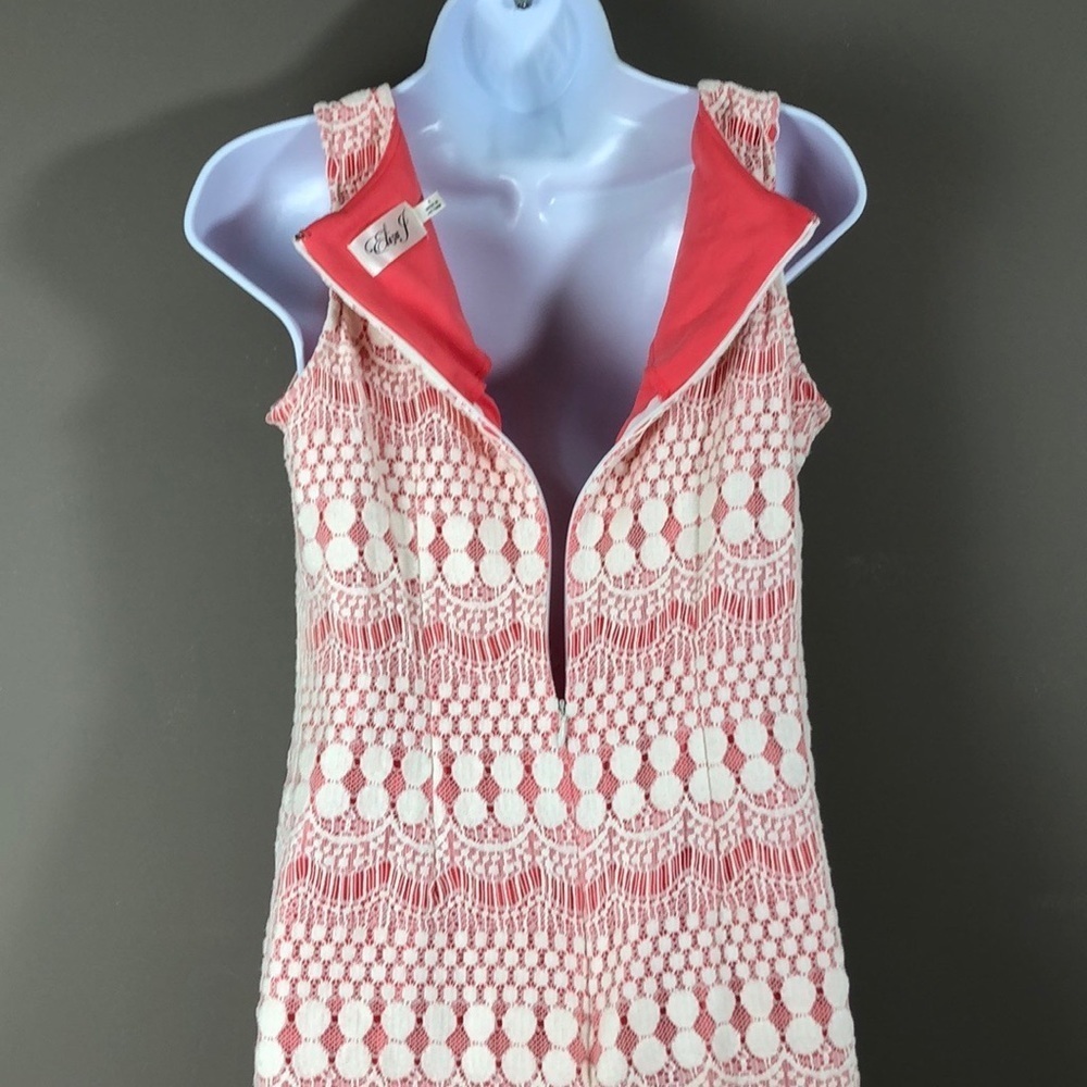 Eliza J Pinkish Orange Lace Overlay Shift Dress 6 - Picture 6 of 11